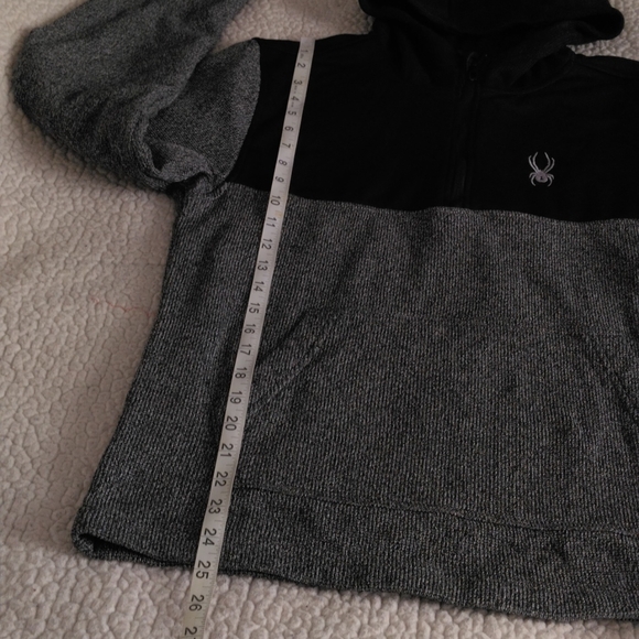 Spyder Medium Quarter Zip Black Grey Pullover Hoodie Sweater - Picture 8 of 17